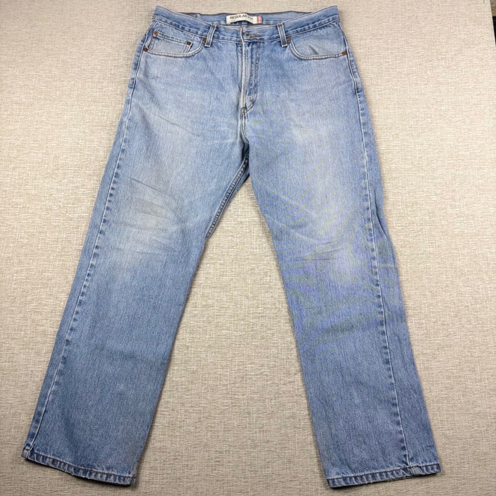 Vintage Levis 505 Mens 36x30 Light Distress Jeans Thigh Faded Festival Denim